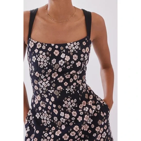anthropologie maeve black floral dress New Anthropologie Black & Pink Floral 